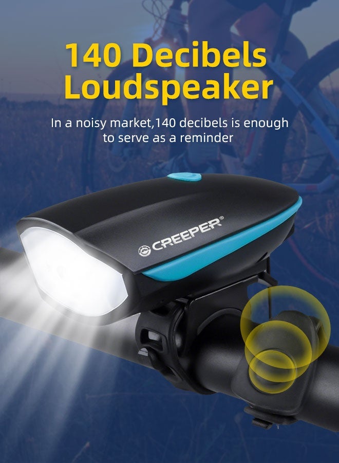 CREEPER مصباح أمامي للدراجة مزود بأوضاع وميض متعددة وبوق - Image 4